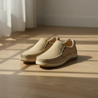 Men’s Beige Soft-Touch Medicated Suede Jogger | Non-Slip Ergonomic Sole – Pure Handmade Comfort