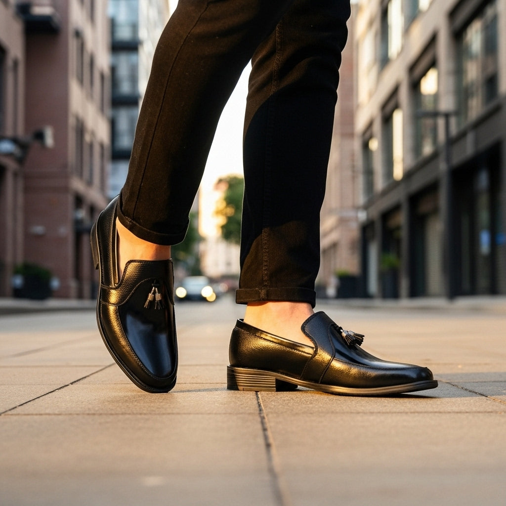 Premium Black Leather Tassel Loafer